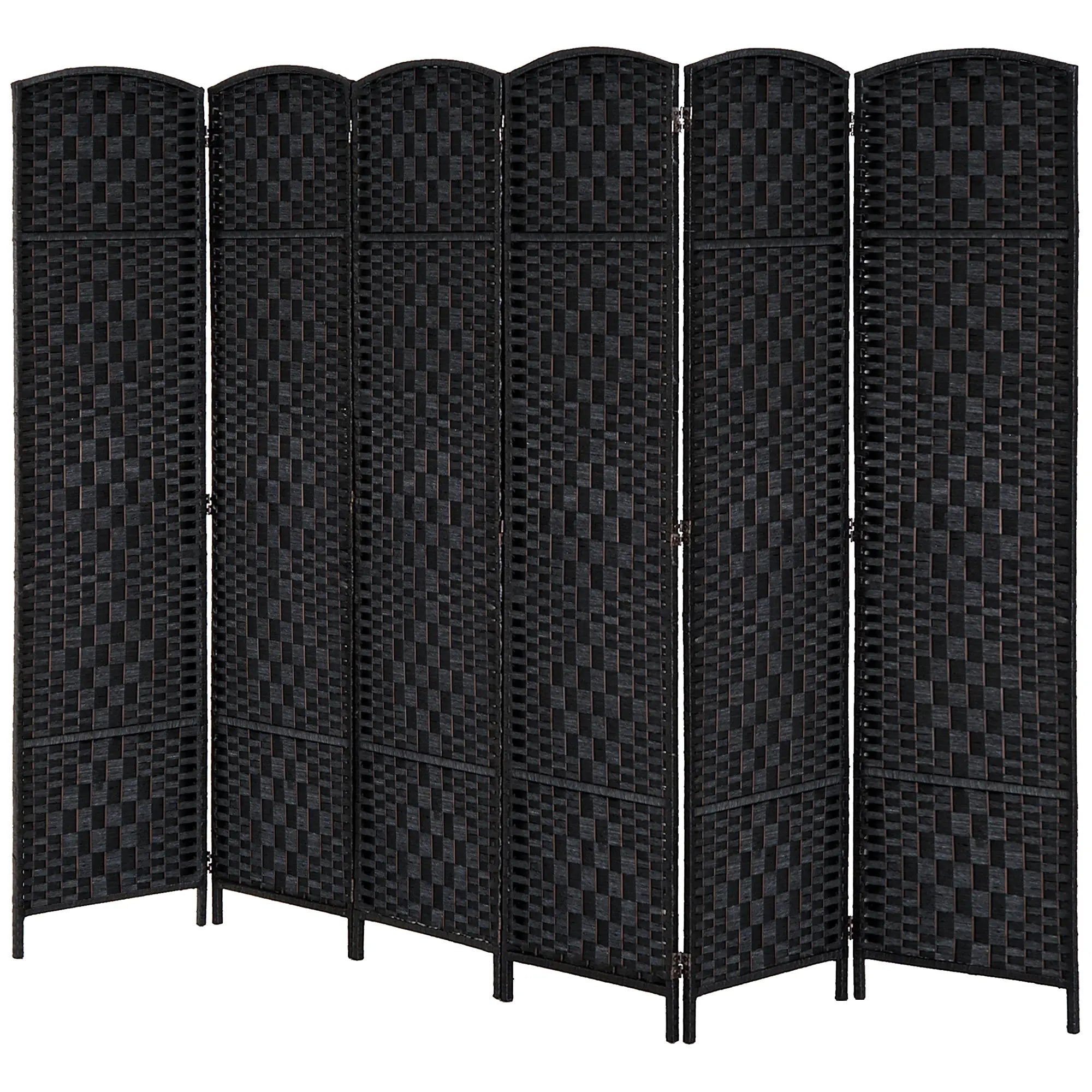 6ft Folding Room Divider, 6 Panel Wooden Frame, Black Room Dividers at Gallery Canada