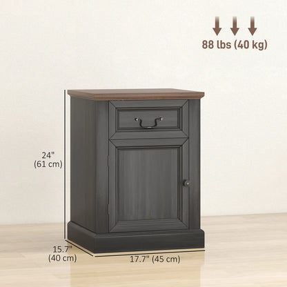 Side Table Set of 2 with Drawer and Cabinet, Black Side Tables at Gallery Canada