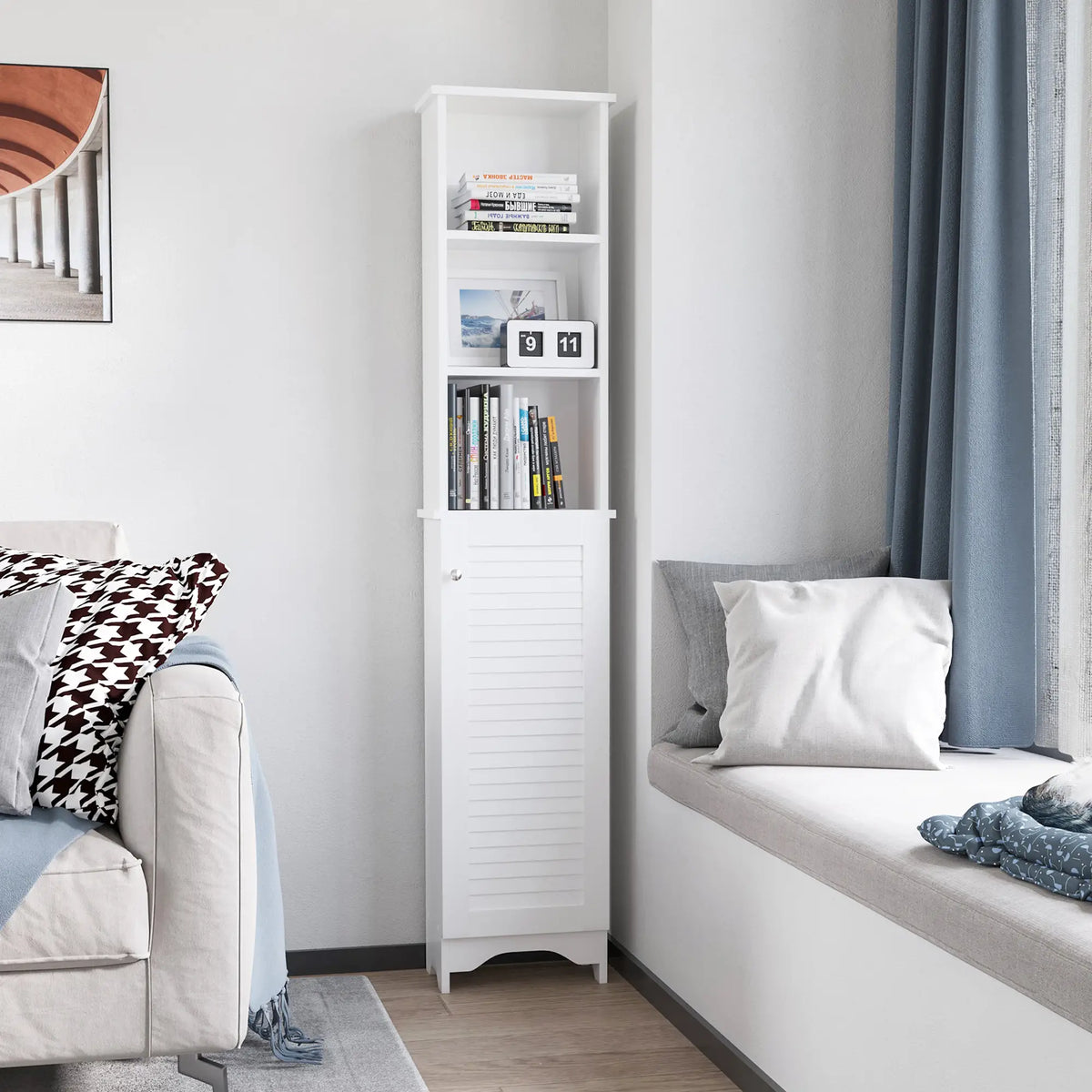 Tall Bathroom Storage Cabinet, 3-Tier Adjustable Shelf, White Bathroom Cabinets at Gallery Canada