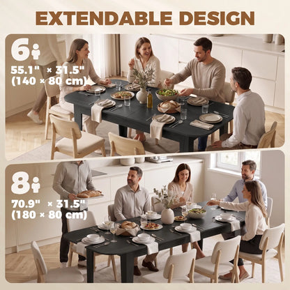 Extendable Oval Dining Table for 4-6, Farmhouse Kitchen Table, Black, Black Dining Tables at Gallery Canada