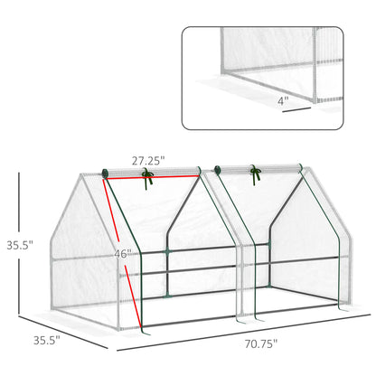 6' x 3' x 3' Portable Tunnel Greenhouse, Large Zipper Doors, Water UV PE Cover, White Mini Greenhouses at Gallery Canada