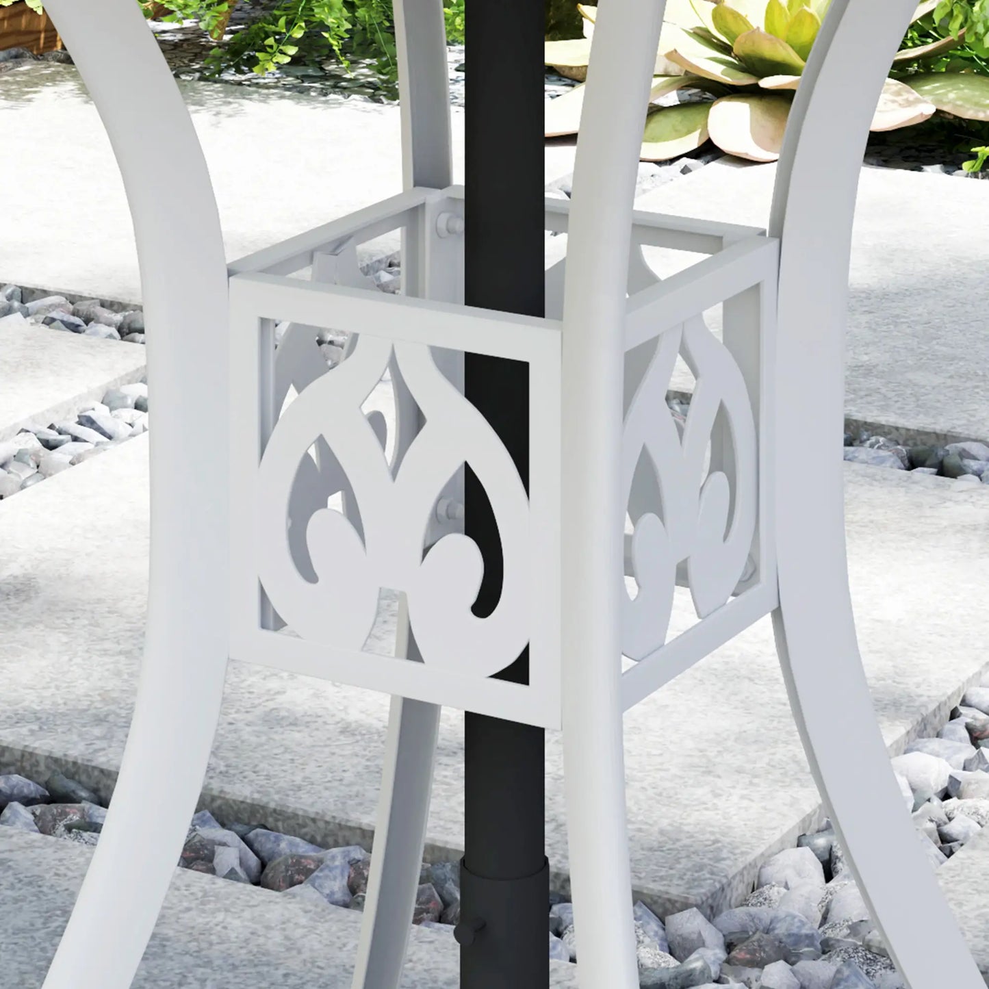 30-Inch Round Patio Dining Table, Cast Aluminium Outdoor Bistro Table, White Patio Dining Tables at Gallery Canada