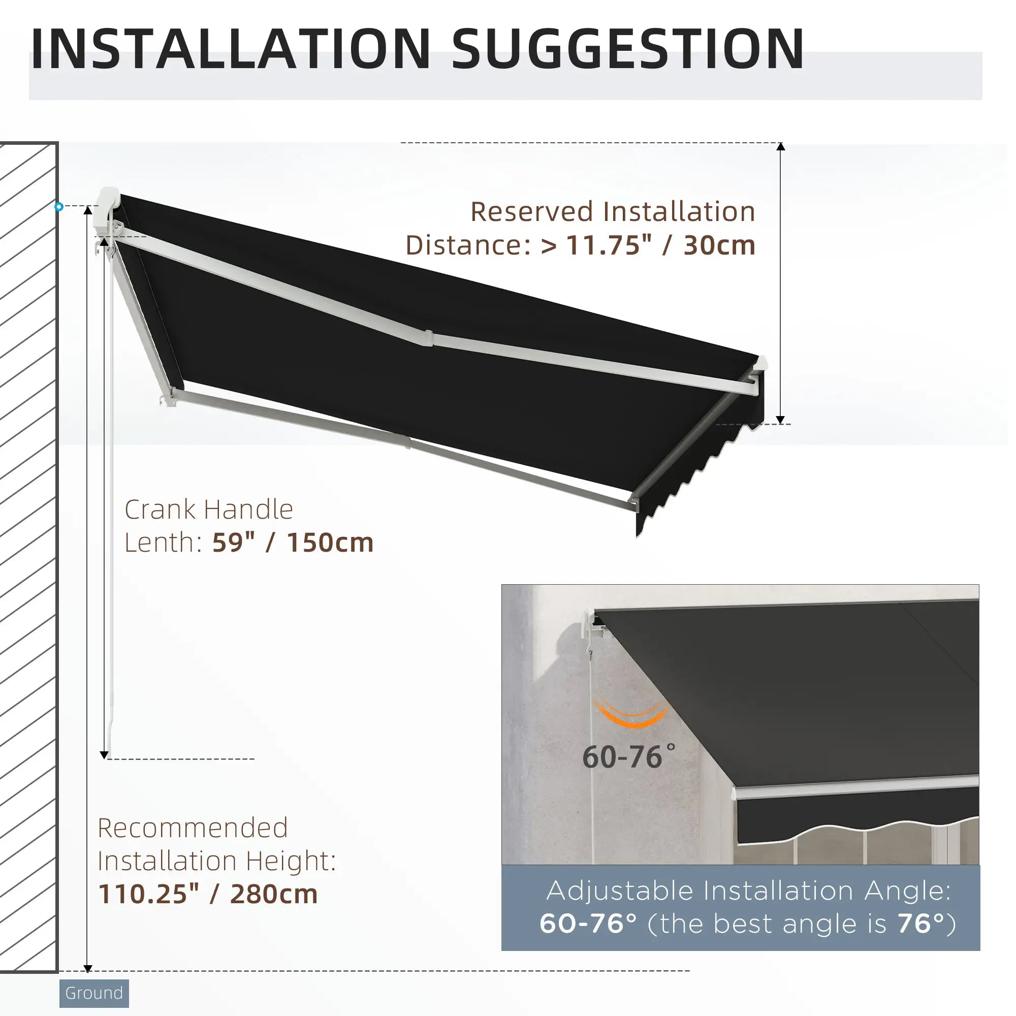 Electric Retractable Awning 10' x 8' With Remote, UV Protection, Black Deck Awnings at Gallery Canada