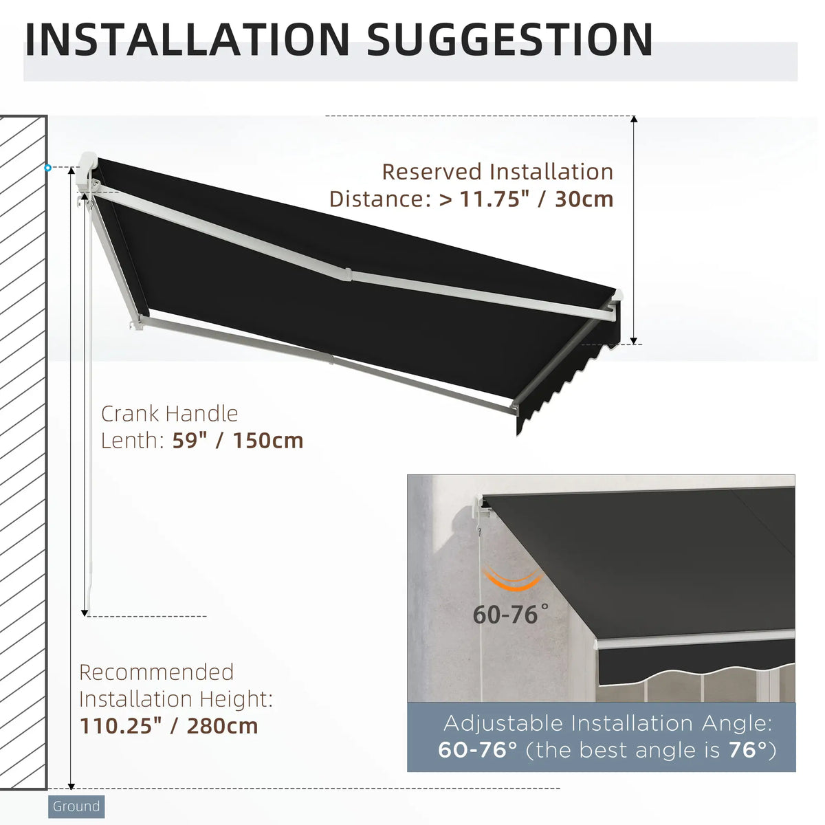 Electric Retractable Awning 10' x 8' With Remote, UV Protection, Black Deck Awnings at Gallery Canada