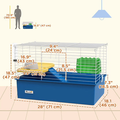 18.5" Small Animal Cage, Water Bottle, Food Dish, Platform, Ramp, Blue Houses & Habitats at Gallery Canada