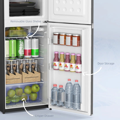 Double Door Mini Fridge, 4.6 Cu.Ft, Freezer, Thermostat, Black Small Kitchen Appliances at Gallery Canada