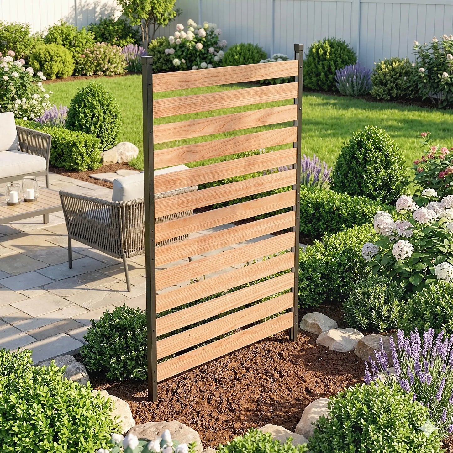 38" x 76" Privacy Screen Panel, Fir Wood Planks, Aluminum Posts, Hide Trash Cans Side Awnings at Gallery Canada