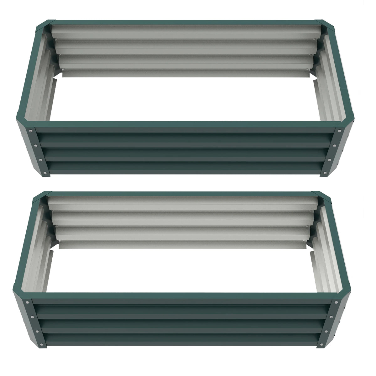 Galvanized Raised Garden Beds, Set of 2, Outdoor Planter Box, Green