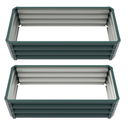 Galvanized Raised Garden Beds, Set of 2, Outdoor Planter Box, Green