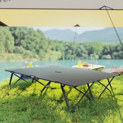 Two Person Folding Camping Cot, Portable Double Cot, 76", Dark Grey Camping Cots at Gallery Canada