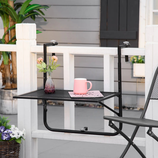 Metal Wall Mount Desk, Adjustable Folding Balcony Table, Black Balcony Table Hanging Black at Gallery Canada