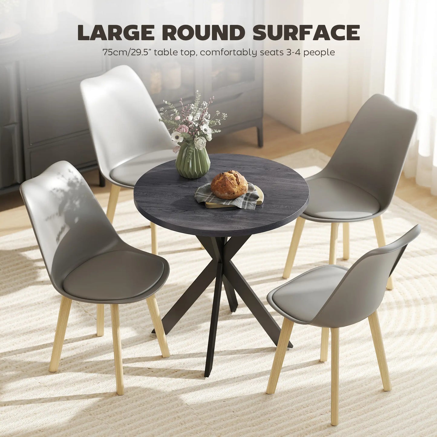 29" Round Dining Table, Steel Legs, Black Bar Tables & Dining Tables at Gallery Canada