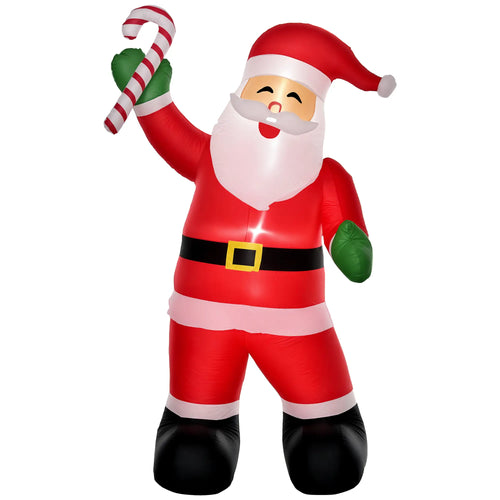 Inflatable Christmas Yard Decoration, Santa Claus with Candy Cane, 8' Tall