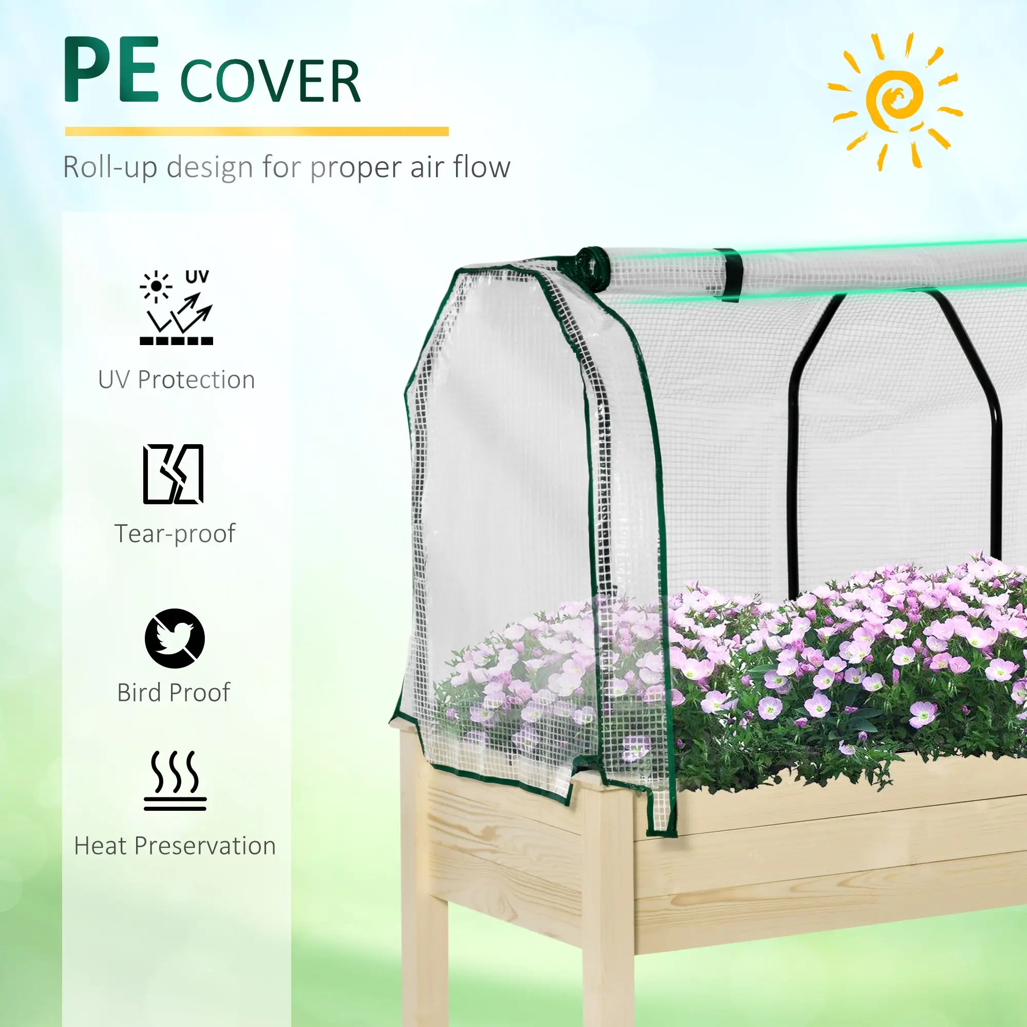 Raised Garden Bed With PE Cover, Elevated Wood Planter, 48 x 22 x 46 Inch, Natural Elevated Garden Beds at Gallery Canada