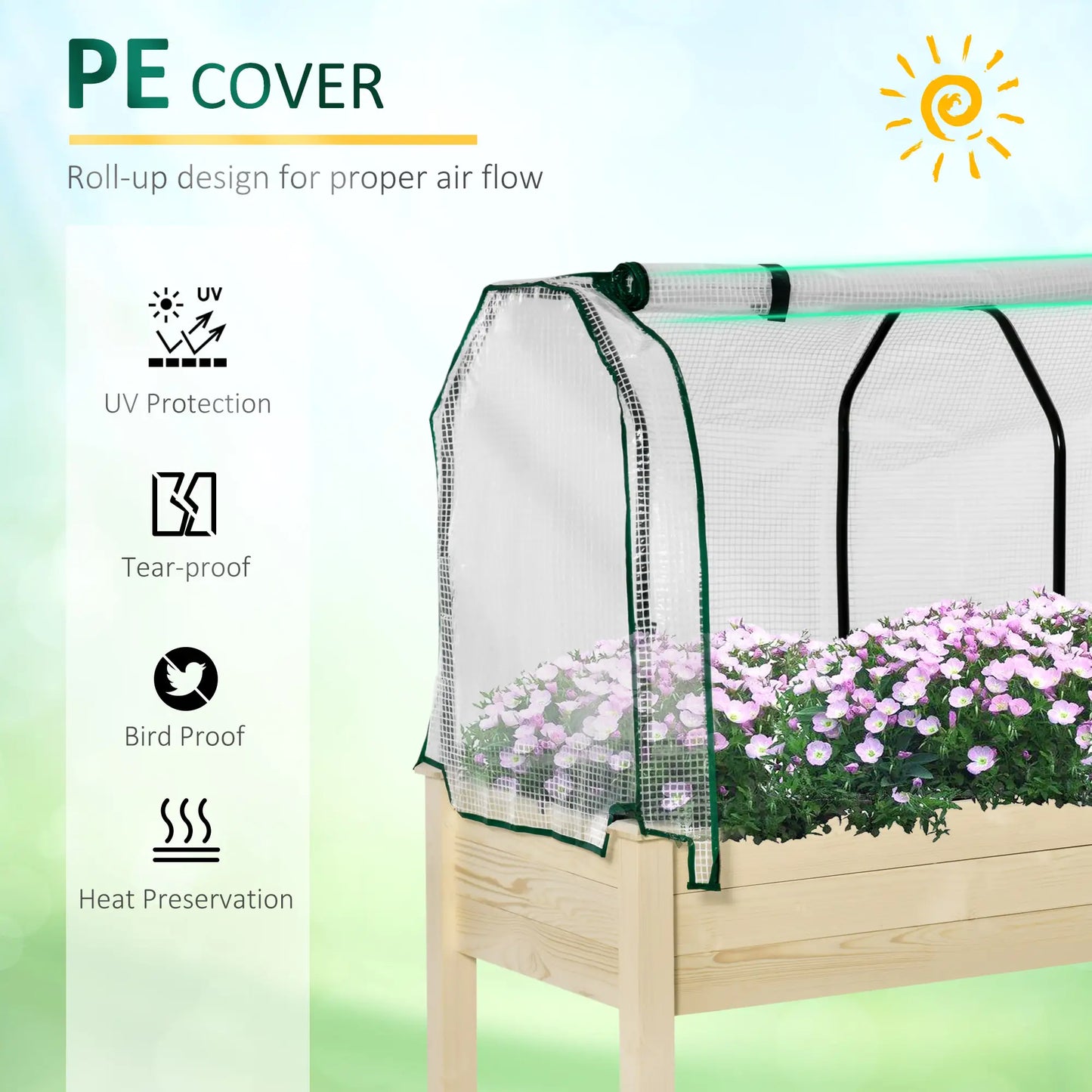 Raised Garden Bed With PE Cover, Elevated Wood Planter, 48 x 22 x 46 Inch, Natural Elevated Garden Beds at Gallery Canada