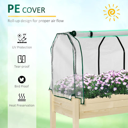 Raised Garden Bed With PE Cover, Elevated Wood Planter, 48 x 22 x 46 Inch, Natural Elevated Garden Beds at Gallery Canada
