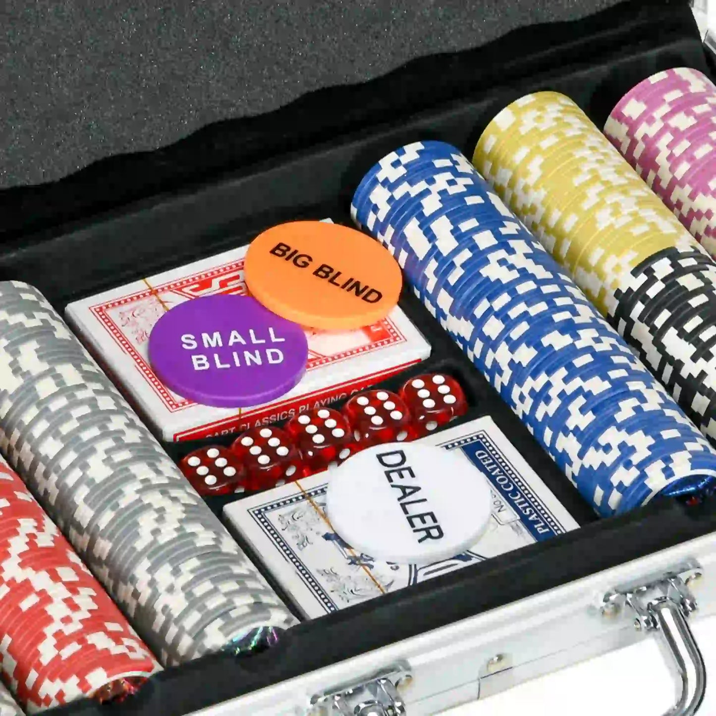 300-Piece Poker Chips Set, Mat, Chips, 2 Card Decks, Dealer, 5 Dices Game Tables at Gallery Canada