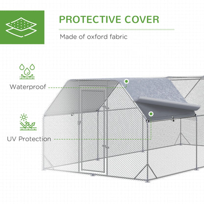 Large Metal Chicken Coop, Walk-In Enclosure, 9.2' x 18.7' x 6.5', Silver Chicken Coops at Gallery Canada