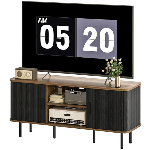 TV Stand for 55 Inches, Storage Shelves, Cabinets, Black