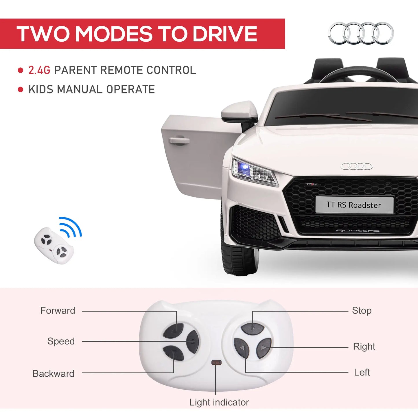 Kids Ride On Car 6V, Remote Control, Adjustable Speed, White Electric Toy Cars at Gallery Canada