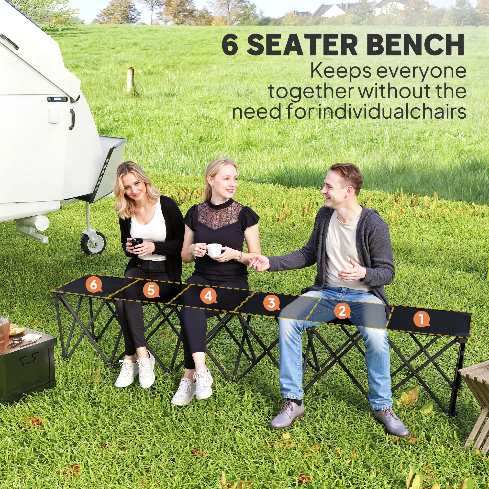 6-Seater Folding Camping Chair, Team Bench with Carry Bag Picnic Tables & Camping Chairs at Gallery Canada