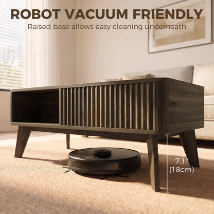 40" Fluted Lift Top Coffee Table, Walnut Storage Table Coffee Tables at Gallery Canada