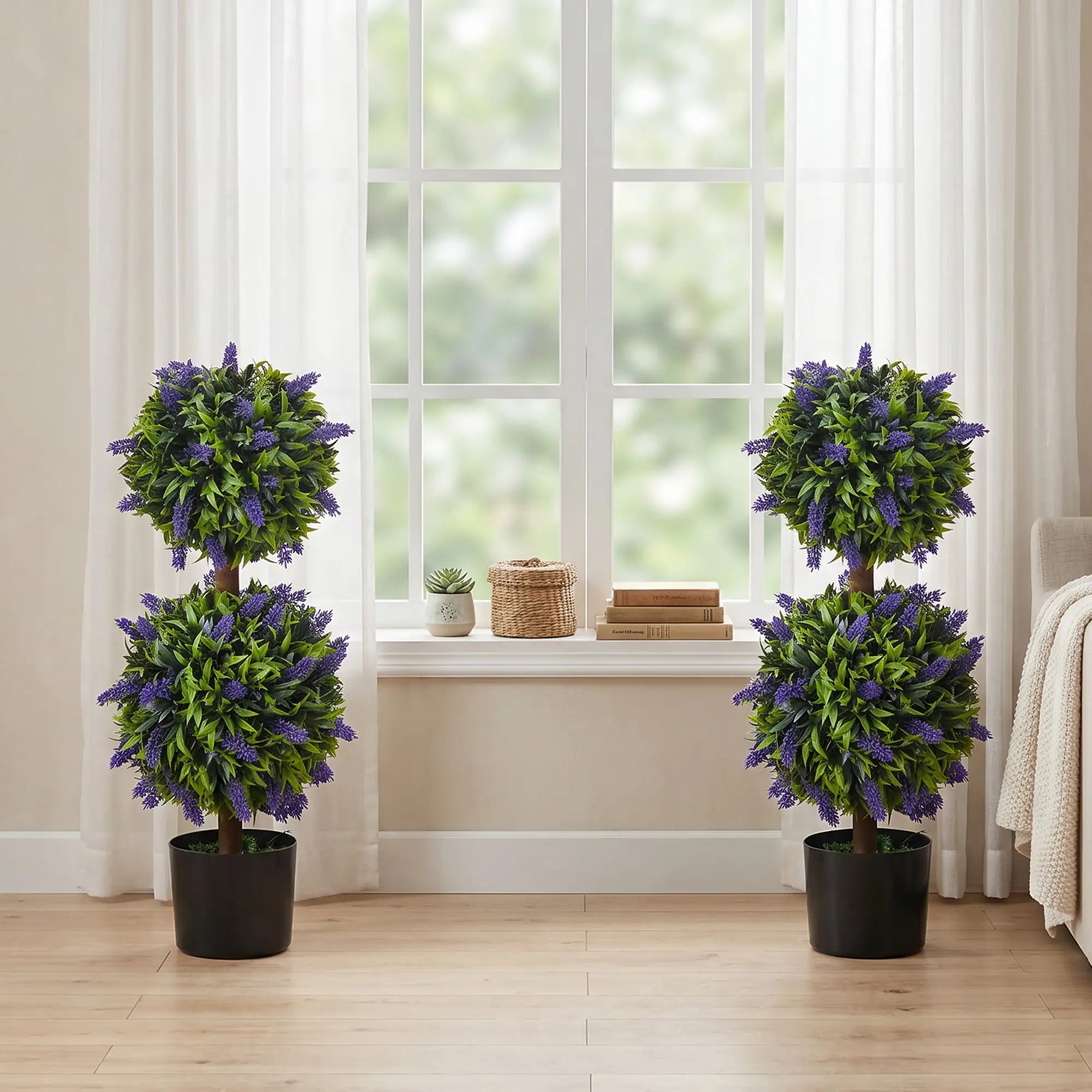 2.3ft Artificial Lavender Plants, Set of 2 with Pot, Indoor Outdoor Decor Artificial Trees at Gallery Canada