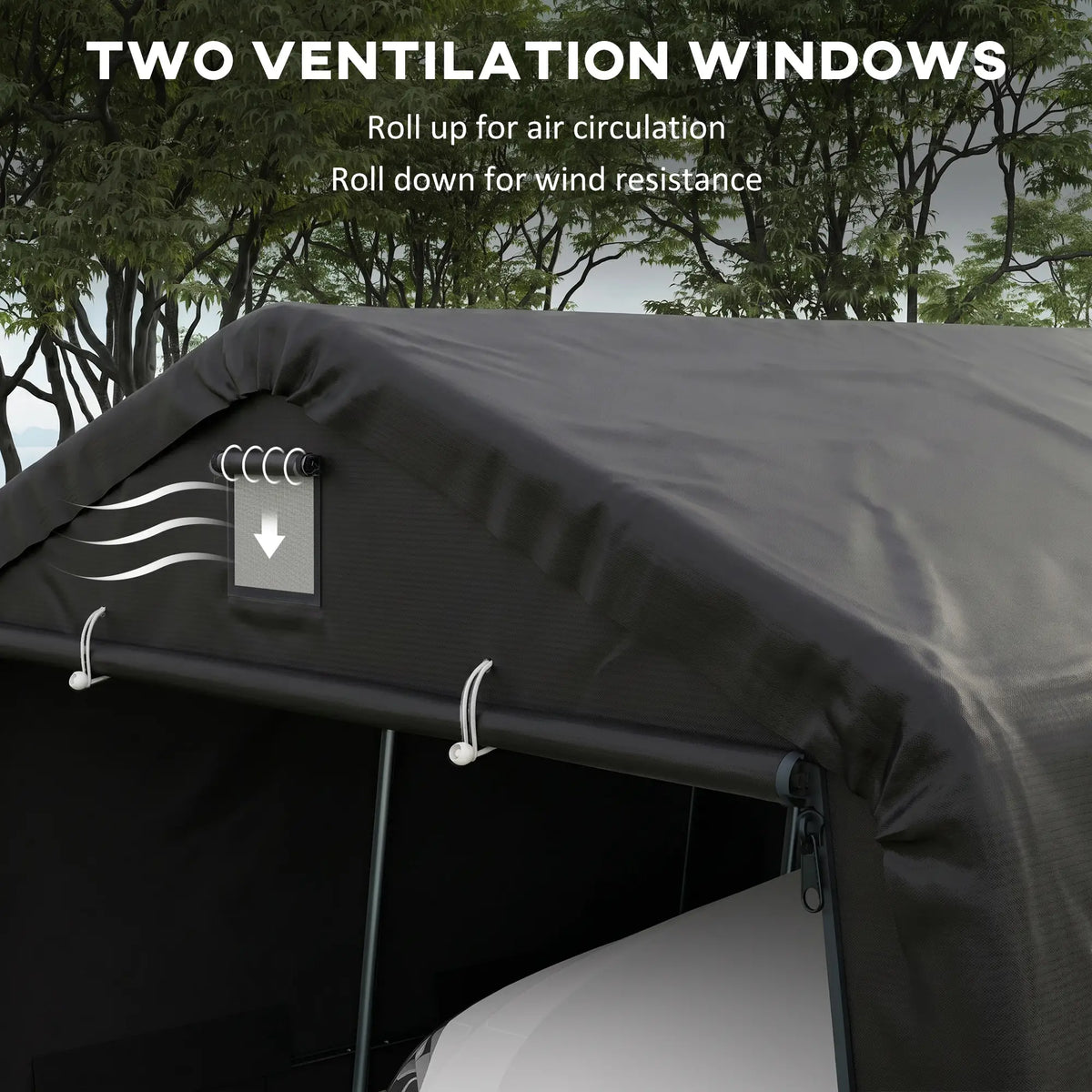 12' x 20' Portable Garage, Heavy Duty Carport Canopy, Black Car Shelters at Gallery Canada
