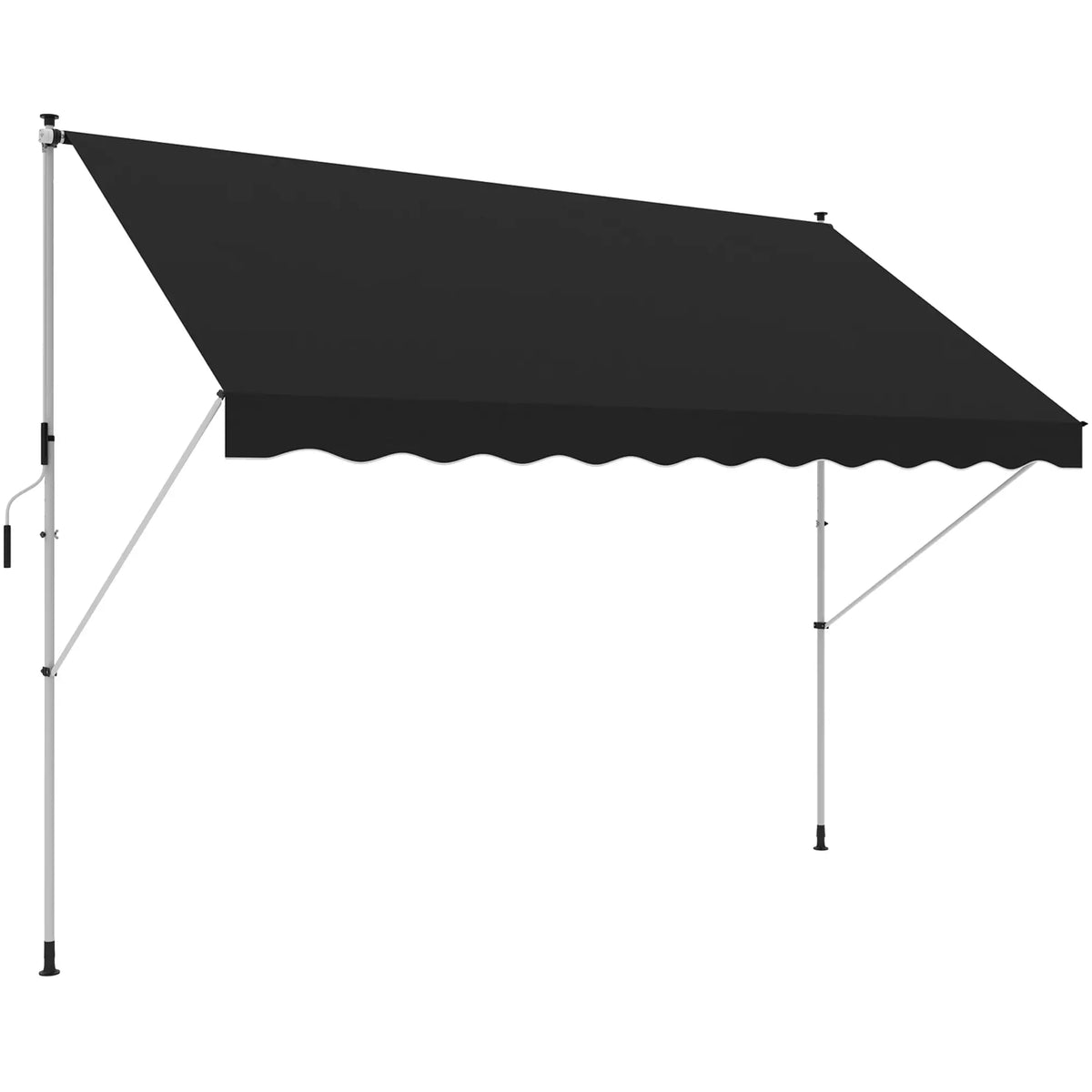 10x5ft Manual Retractable Awning, For Window Door Porch, Black