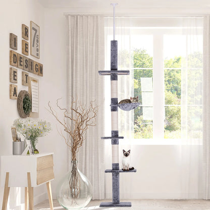 8.5ft Cat Climbing Tree, 5-Tier Activity Center, Scratching Post, Grey Floor to Ceiling Cat Trees at Gallery Canada