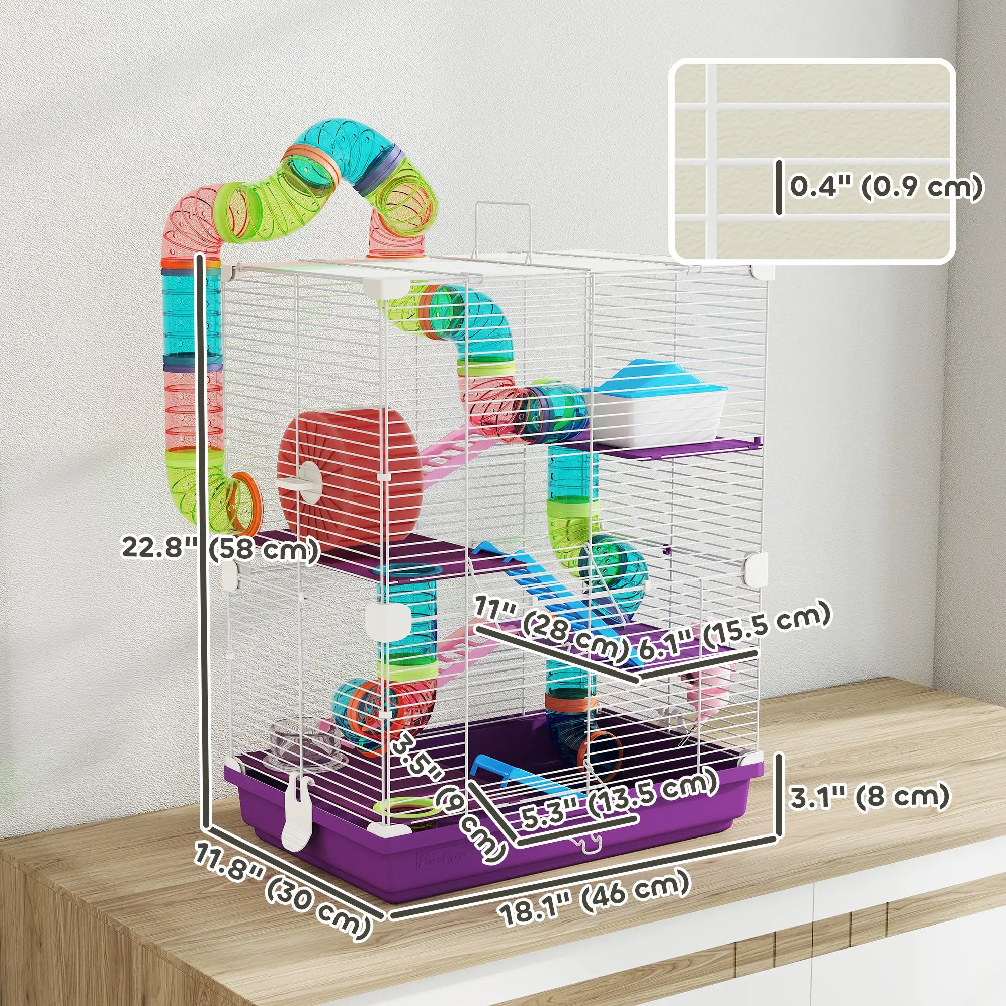 5-Tier Hamster Cage, With Wheels, Tube, Bottle, Dishes, Purple Hamster Cages at Gallery Canada