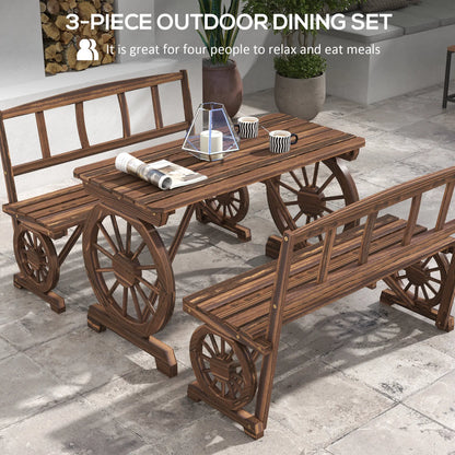 Wooden 3-Pc Carriage Patio Set With Chairs, Carbonized Bistro Sets at Gallery Canada