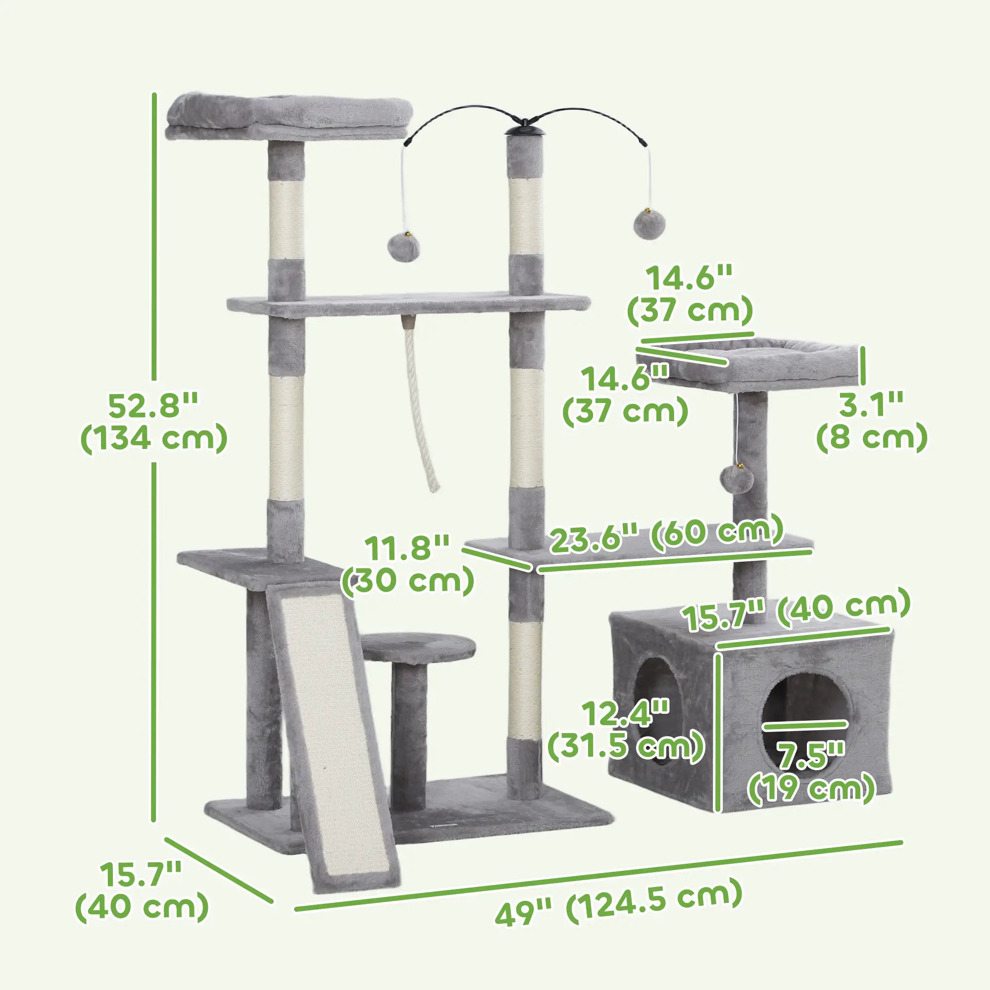 53 Cat Tree, Scratching Posts, Condo, Beds, Platforms, Light Grey Cat Towers at Gallery Canada