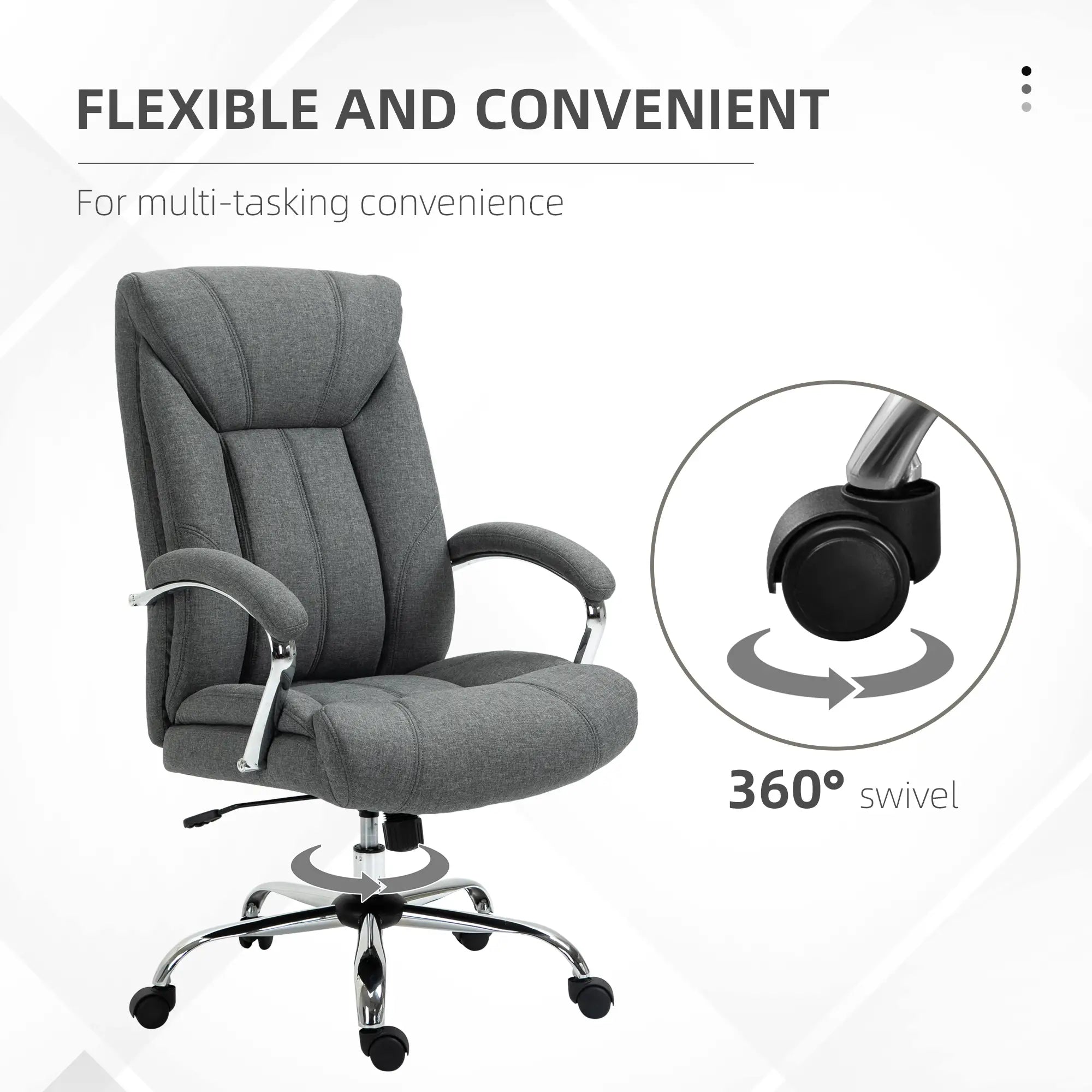 Ergonomic High Back Swivel Office Chair, Adjustable Height, Linen Fabric, Grey Executive & Manager Chairs at Gallery Canada