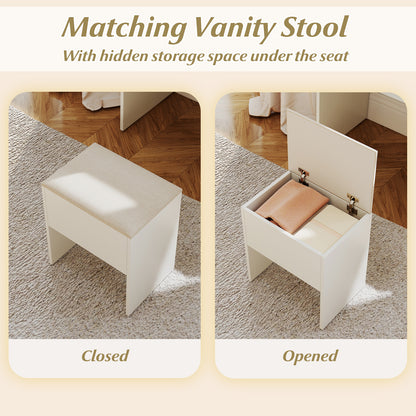 Vanity Desk With Mirror, Lights, Power Outlets, White Makeup Vanities at Gallery Canada