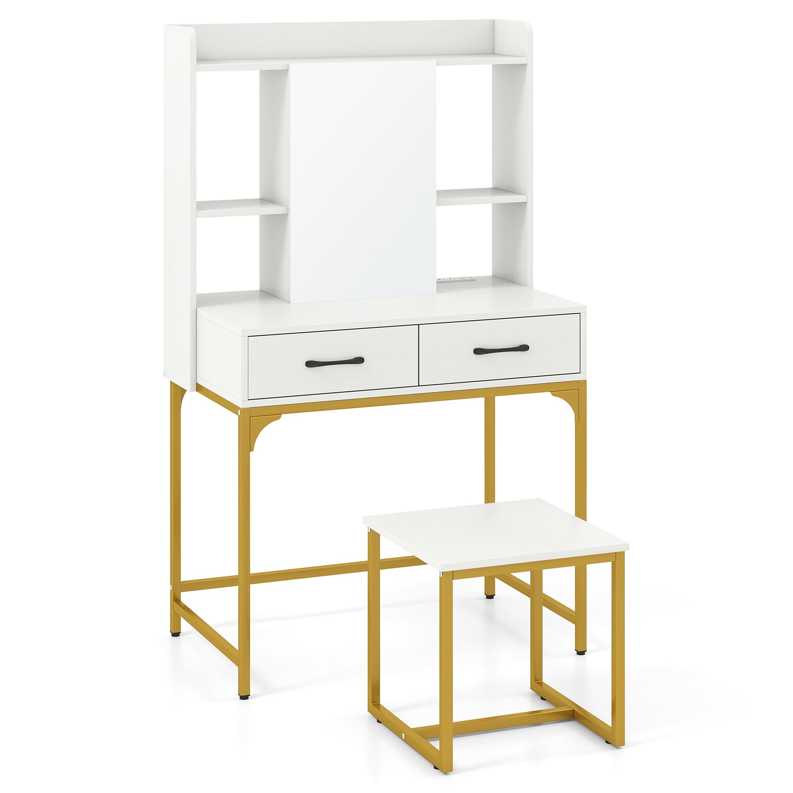 Vanity Desk With Storage Drawers, Charging Station, White Makeup Vanities at Gallery Canada