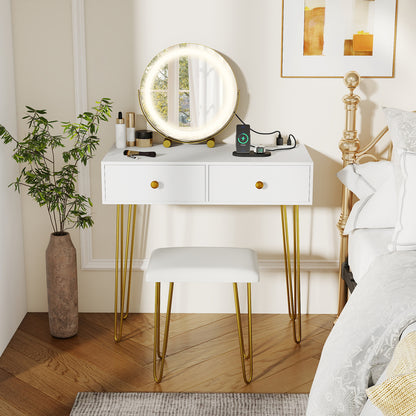 Vanity Desk with with Lighted Adjustable Mirror for Bedroom, White Makeup Vanities at Gallery Canada