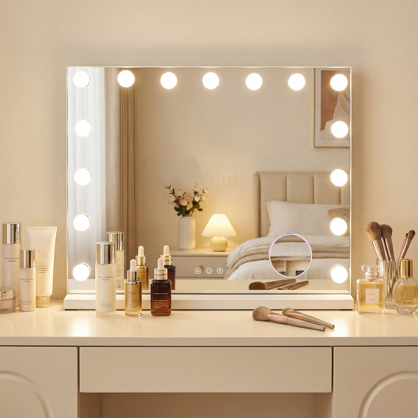 Vanity Mirror with Lights with 10X Magnification for Vanity Desk, White Wall Mirrors at Gallery Canada