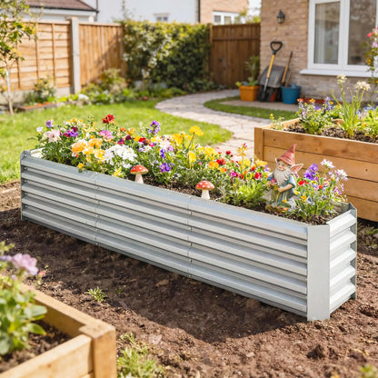 8 x 1.3 x 1.5ft Galvanized Raised Garden Bed, Outdoor Planter Box, Silver Galvanized Planter Boxes at Gallery Canada