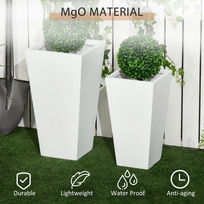 Set of 2 Tall Planters, 22" / 18", Outdoor Flower Pots, White Garden Accessories at Gallery Canada