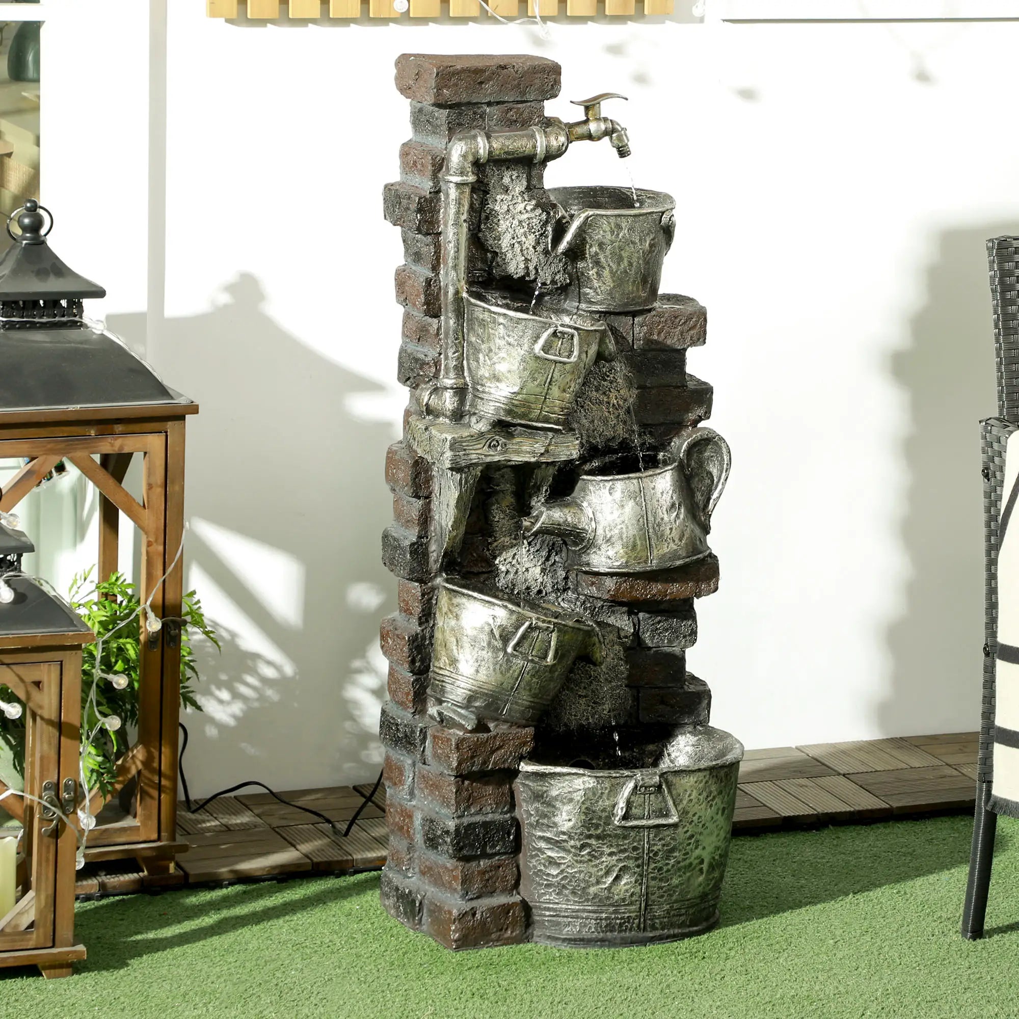 5-Tiered Outdoor Water Fountain with LED Lights, Adjustable Flow, 39.4-inch Water Fountains at Gallery Canada