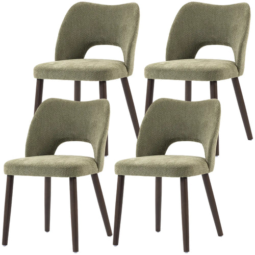 Chenille Upholstered Dining Chairs Set, Green