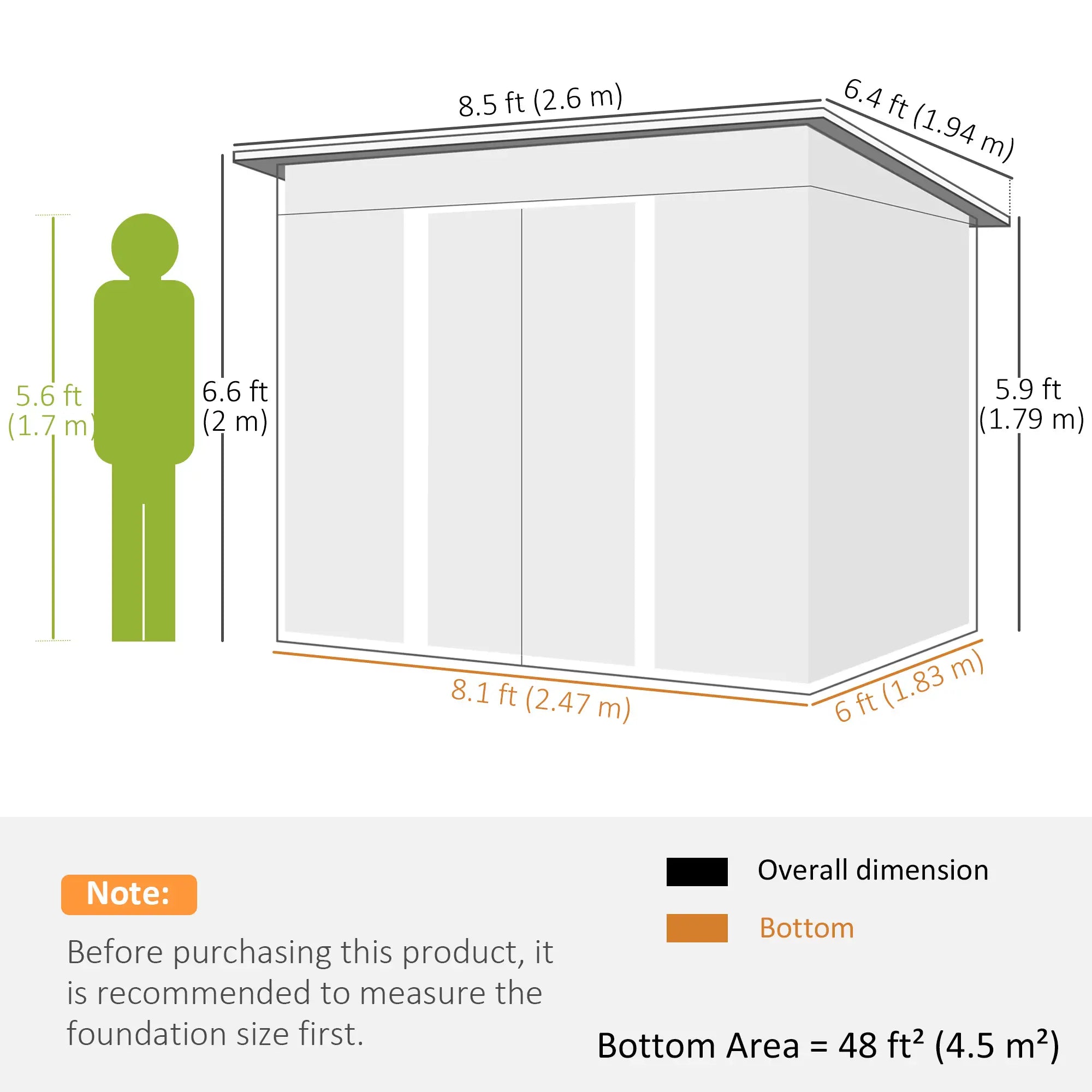 8.5' x 6' Metal Garden Shed, Utility Tool Storage, Grey Sheds at Gallery Canada