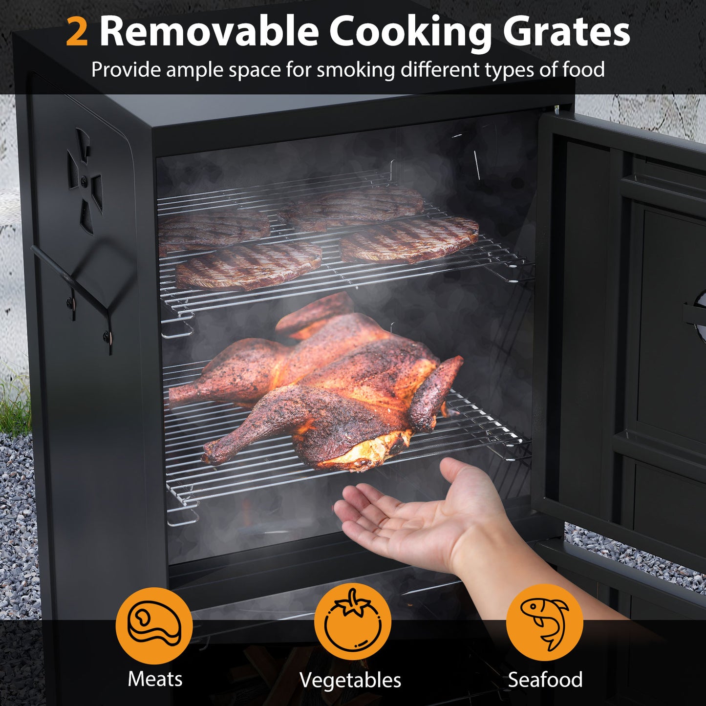 Vertical 2-Tier Outdoor Grill With Temperature Gauge, Black Outdoor Grills at Gallery Canada