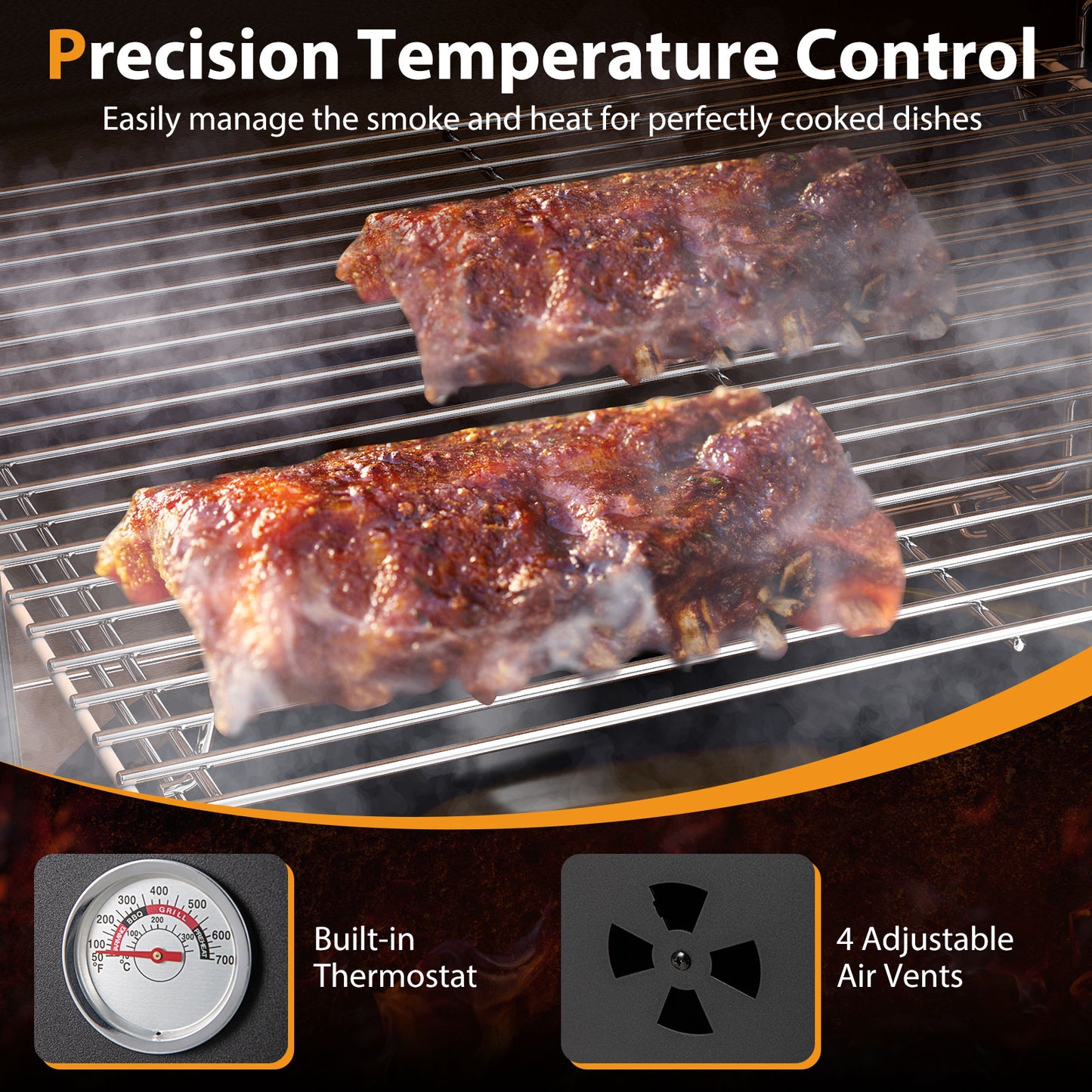 Vertical 2-Tier Outdoor Grill With Temperature Gauge, Black Outdoor Grills at Gallery Canada