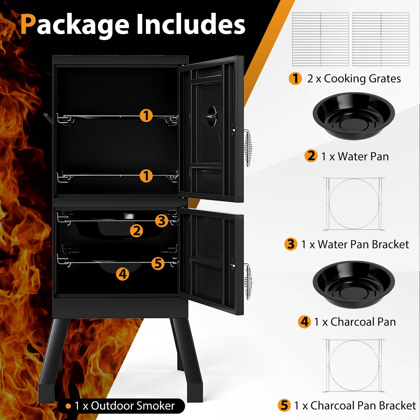 Vertical 2-Tier Outdoor Grill With Temperature Gauge, Black Outdoor Grills at Gallery Canada