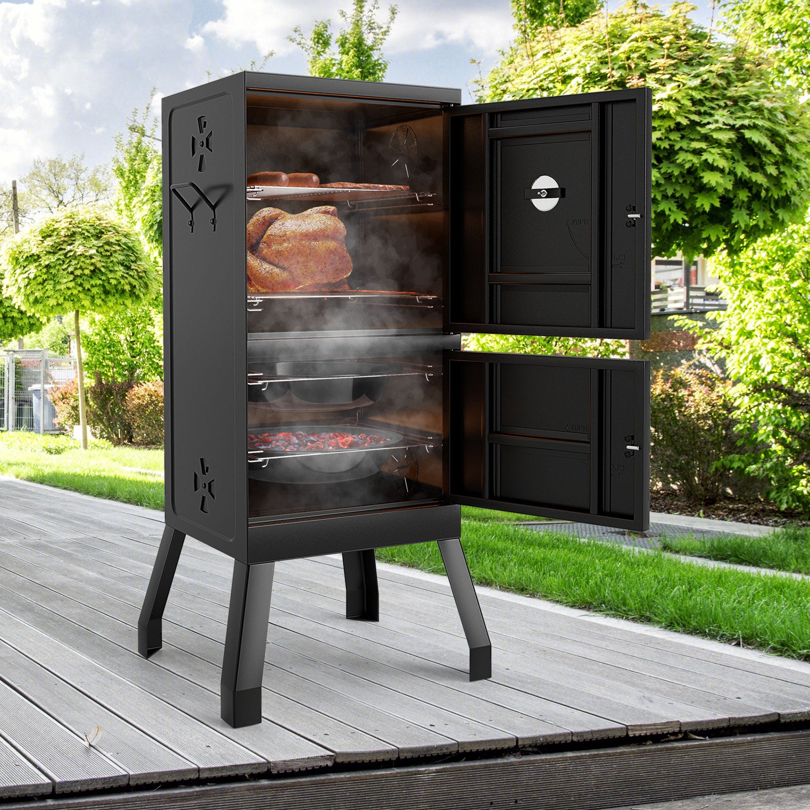 Vertical 2-Tier Outdoor Grill With Temperature Gauge, Black Outdoor Grills at Gallery Canada