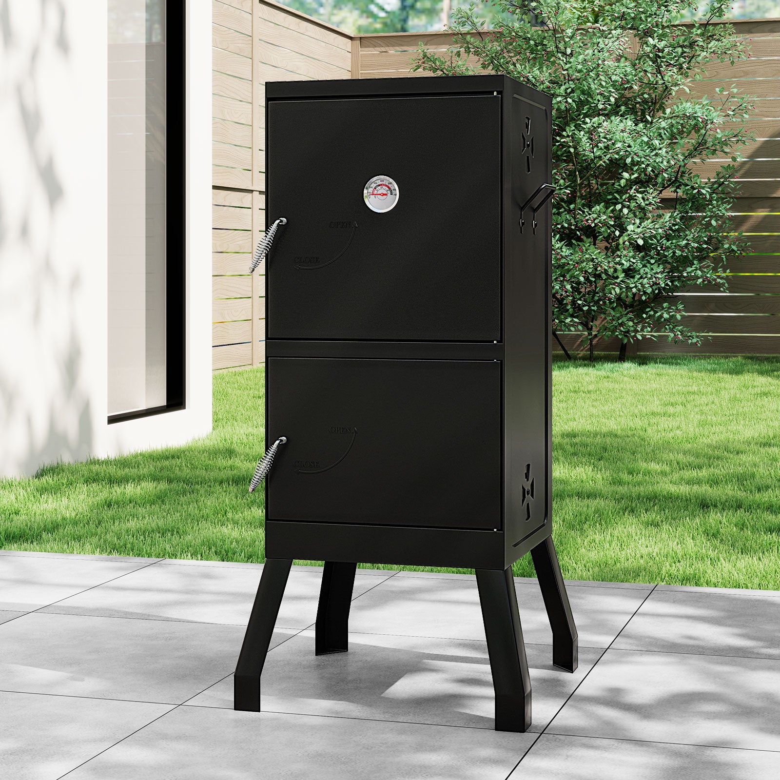 Vertical 2-Tier Outdoor Grill With Temperature Gauge, Black Outdoor Grills at Gallery Canada