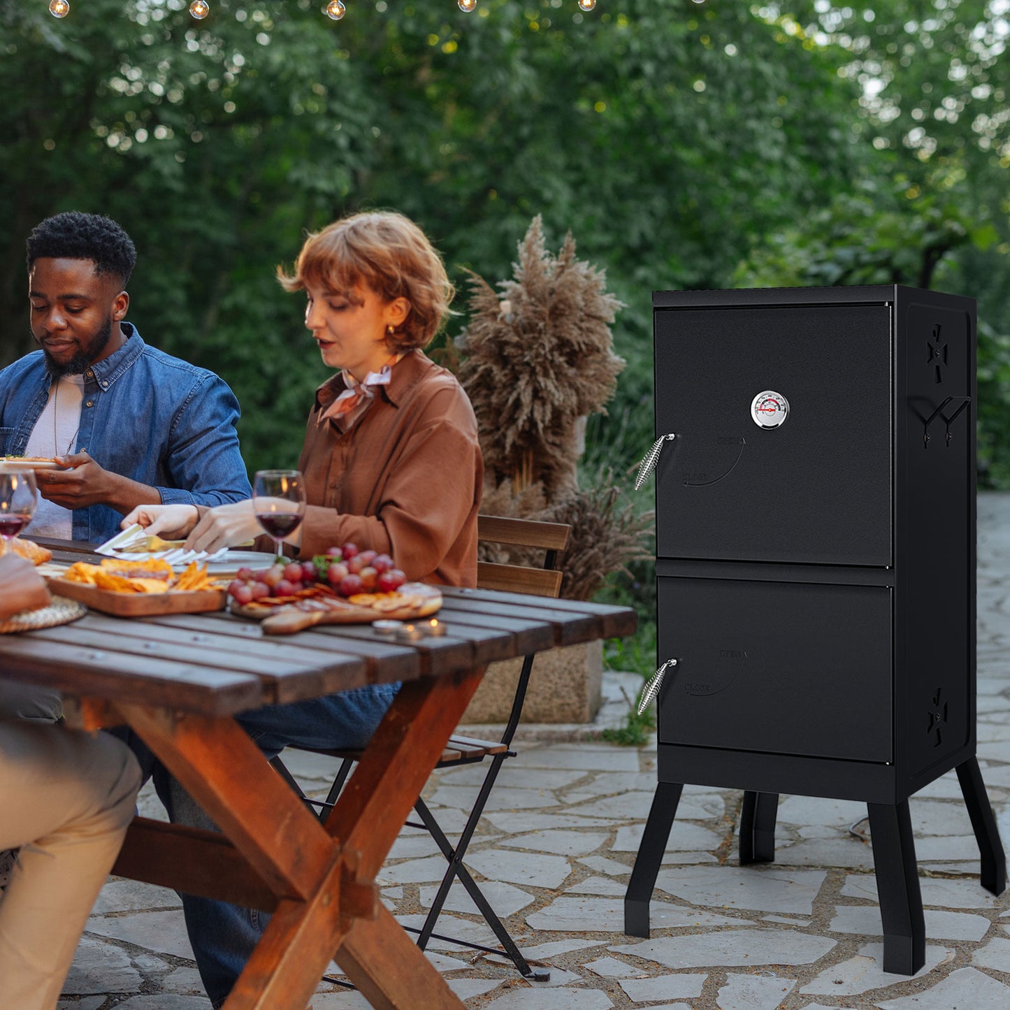 Vertical 2-Tier Outdoor Grill With Temperature Gauge, Black Outdoor Grills at Gallery Canada