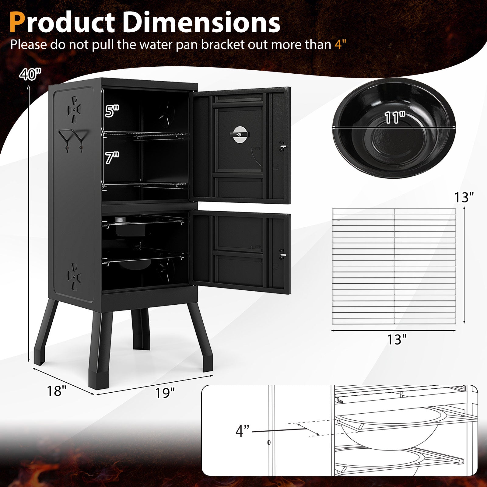 Vertical 2-Tier Outdoor Grill With Temperature Gauge, Black Outdoor Grills at Gallery Canada